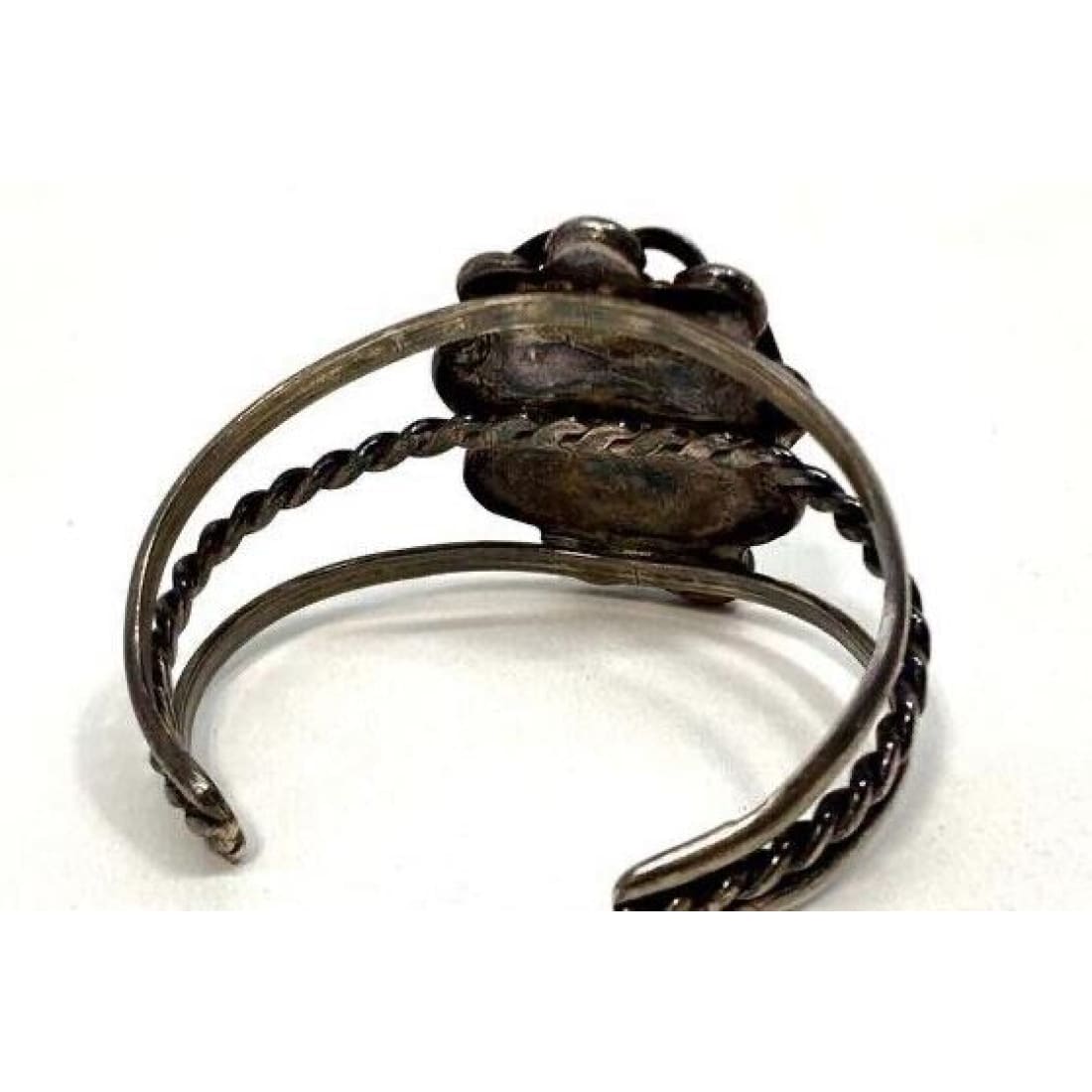 VTG Navajo Fox Turquoise Cuff Bracelet Sterling Silver 