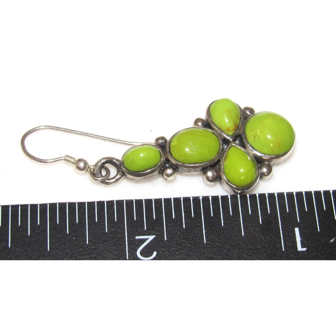 VTG Navajo Gaspeite Cluster Dangle Earrings Sterling Silver 