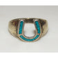 VTG Navajo Horse Shoe Ring Sz 11.5 Turquoise Inlay Sterling 