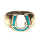VTG Navajo Horse Shoe Ring Sz 11.5 Turquoise Inlay Sterling 