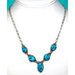 VTG Navajo Kingman Turquoise Small Lariat Necklace Sterling 