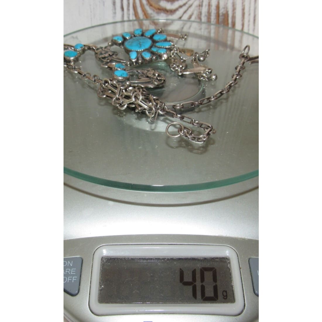 VTG Navajo Kingman Turquoise Squash Blossom Necklace 
