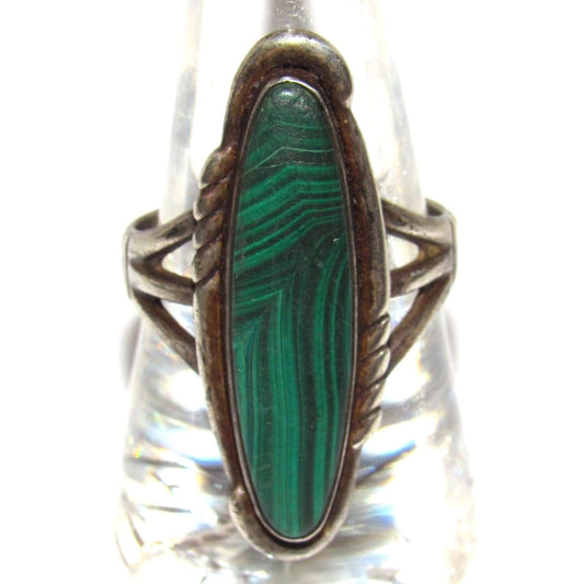 VTG Navajo Malachite Turquoise Ring Size 8.5 Sterling Silver