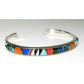 VTG Navajo Multi Stone Inlay Stacker Cuff Bracelet Sterling 
