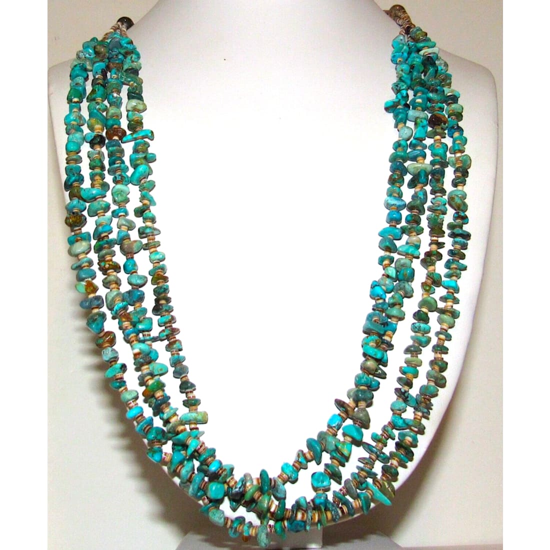 VTG Navajo Multi Strand Heishi Necklace Turquoise Rolled 