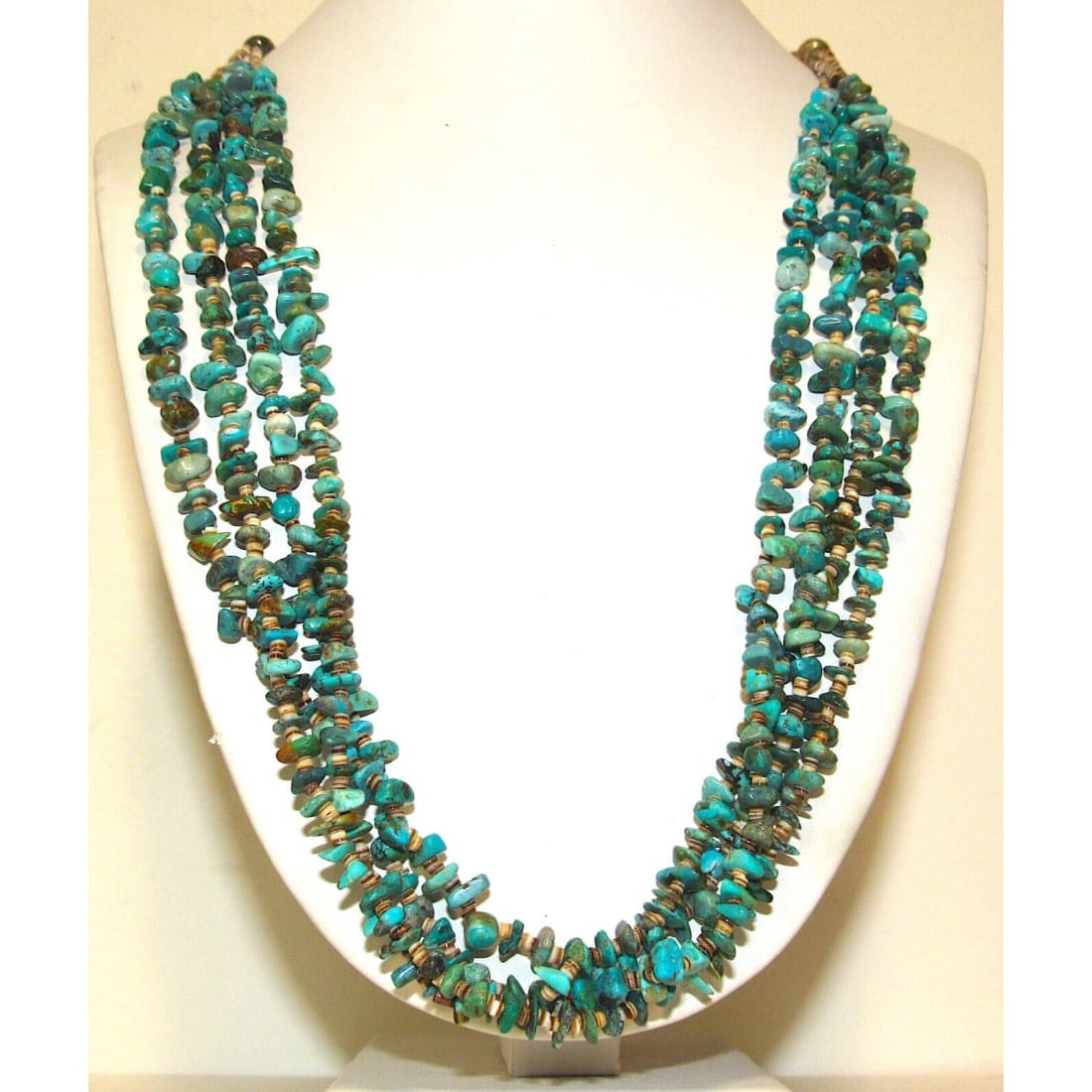 VTG Navajo Multi Strand Heishi Necklace Turquoise Rolled 