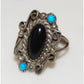 VTG Navajo Onyx Turquoise Ring Size 7 Sterling Silver 
