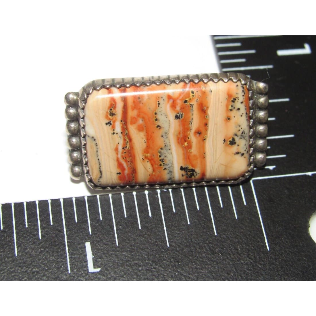 VTG Navajo Petrified Coral Clip On Earrings Sterling Silver 