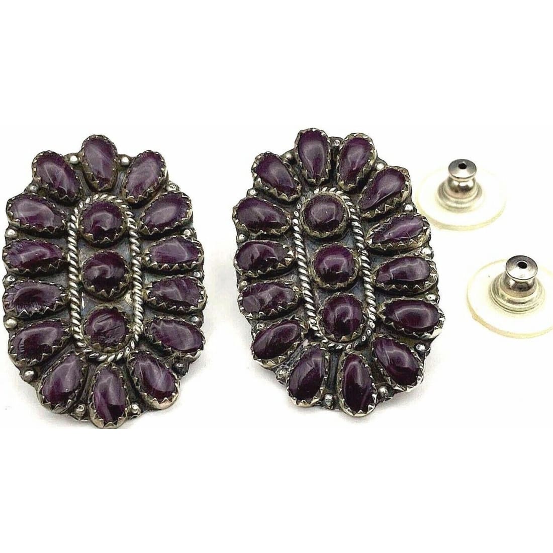 VTG Navajo Purple Sugilite Cluster Earrings Larry Moses 