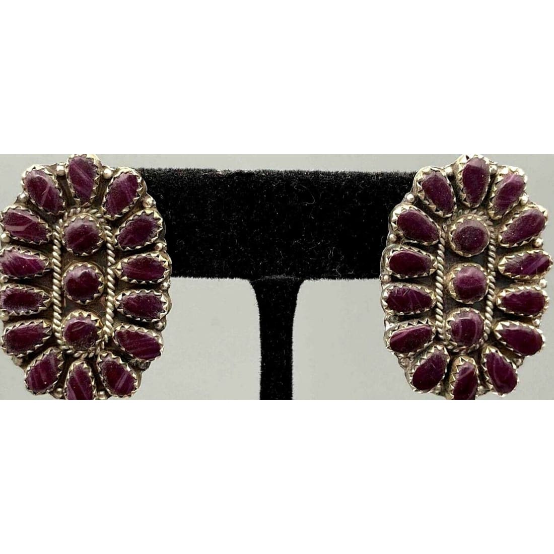 VTG Navajo Purple Sugilite Cluster Earrings Larry Moses 