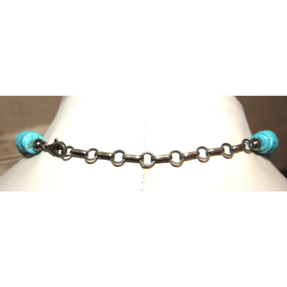 VTG Navajo Rolled Kingman Turquoise & Sterling Beads Heishi