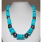 VTG Navajo Rolled Kingman Turquoise & Sterling Beads Heishi