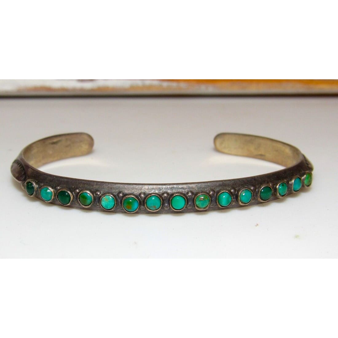 VTG Navajo Snake Eye Cerrillos Turquoise Ingot Sterling 