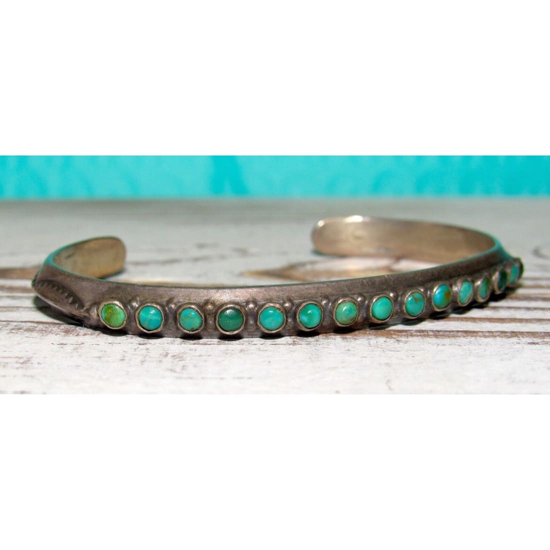 VTG Navajo Snake Eye Cerrillos Turquoise Ingot Sterling 