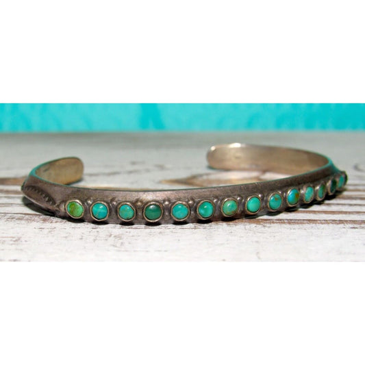 VTG Navajo Snake Eye Cerrillos Turquoise Ingot Sterling 