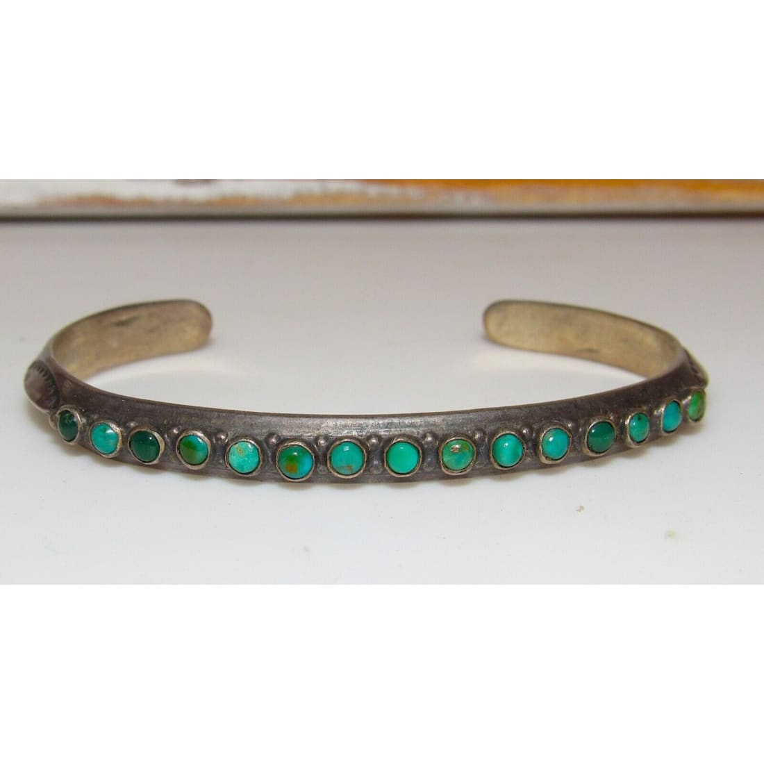 VTG Navajo Snake Eye Cerrillos Turquoise Ingot Sterling 