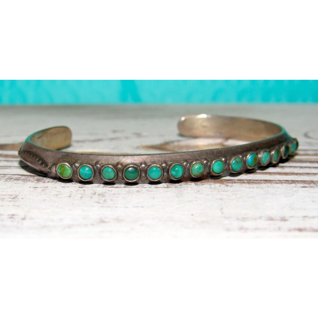 VTG Navajo Snake Eye Cerrillos Turquoise Ingot Sterling 