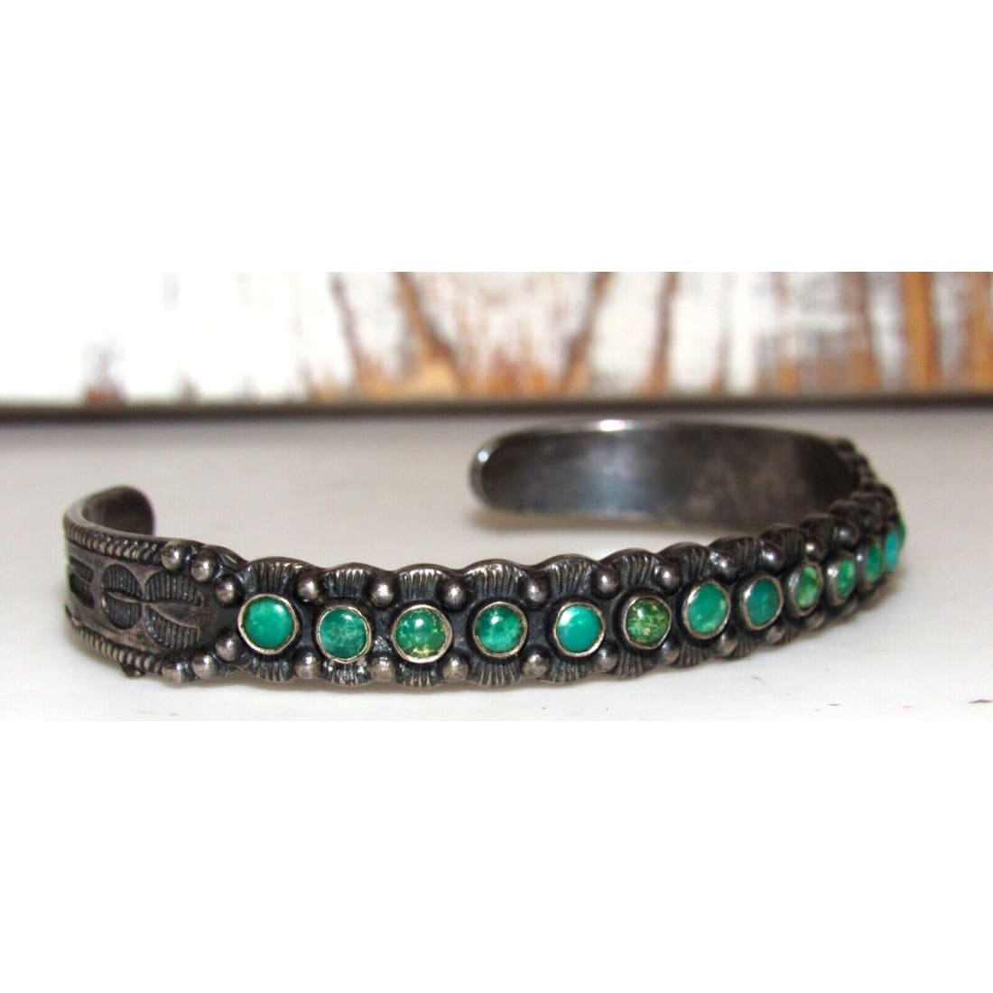 VTG Navajo Snake Eye Cerrillos Turquoise Ingot Sterling Cuff