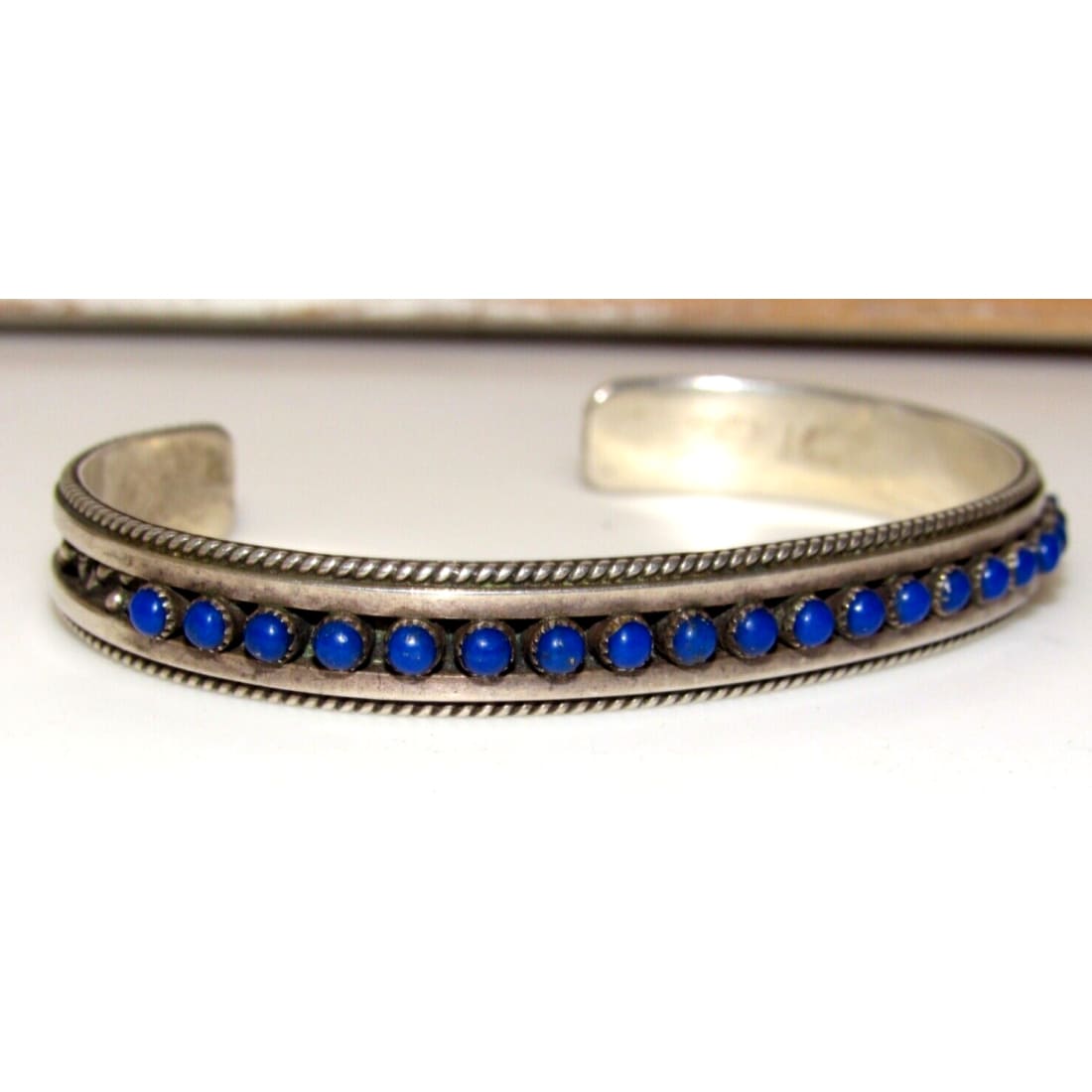 VTG Navajo Snake Eye Lapis Lazuli Stacker Cuff Bracelet 