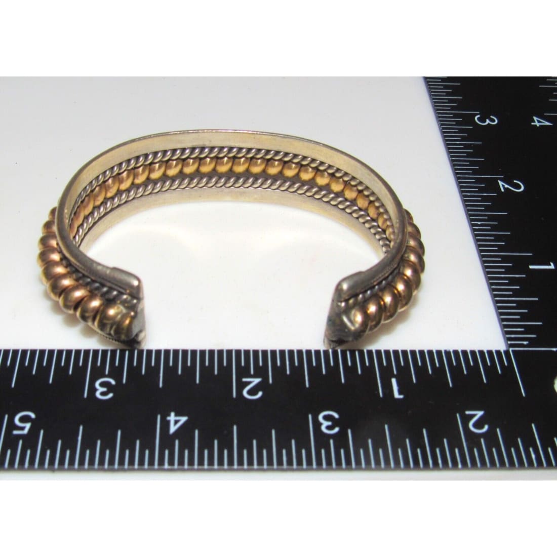 VTG Navajo Sterling Silver 12K Gold Cuff Bracelet Nora Tahe 