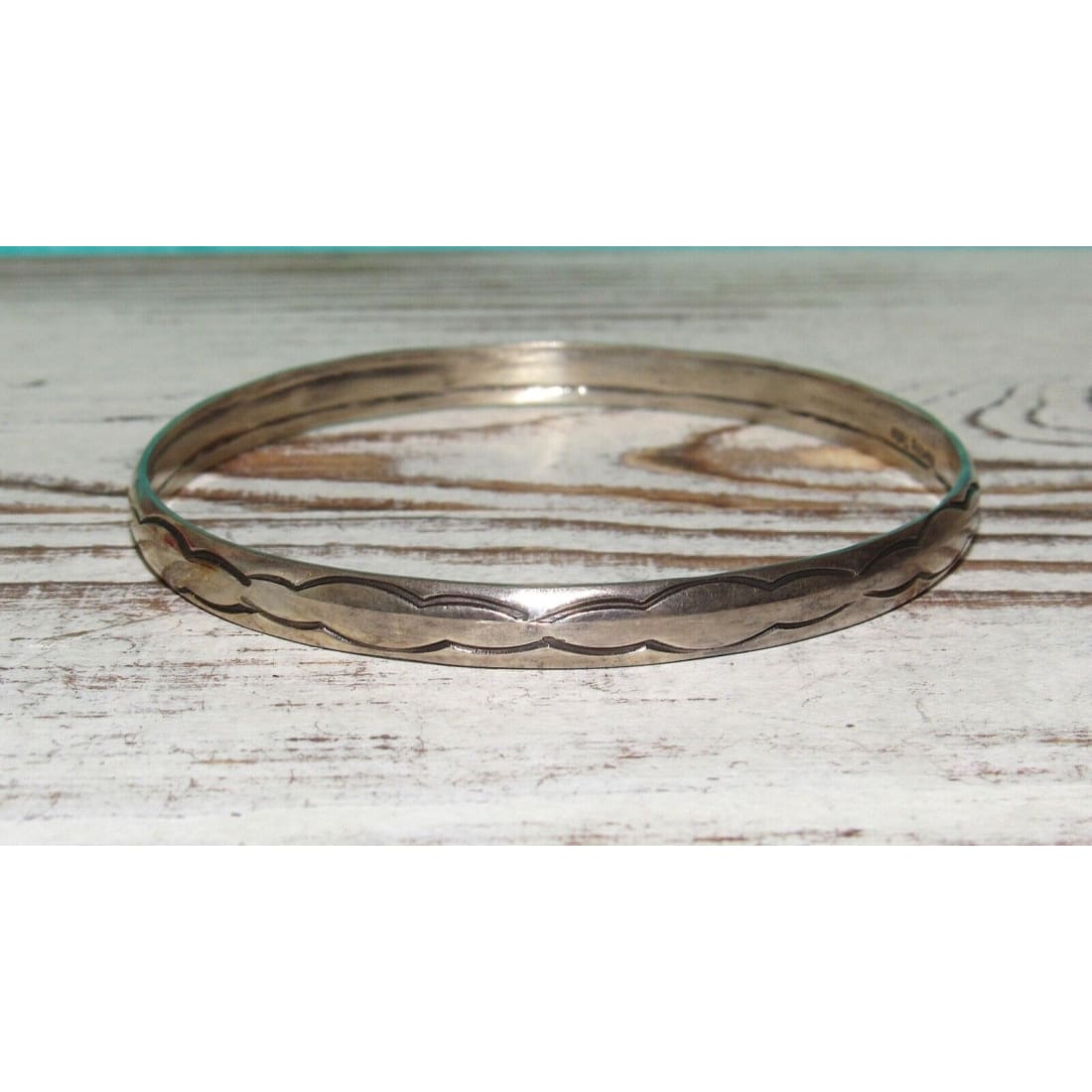 VTG Navajo Sterling Silver Bangle Bracelet 8 Nora Tahe - 