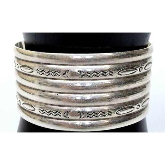 VTG Navajo Sterling Silver Ingot Cuff Bracelet Old Pawn 