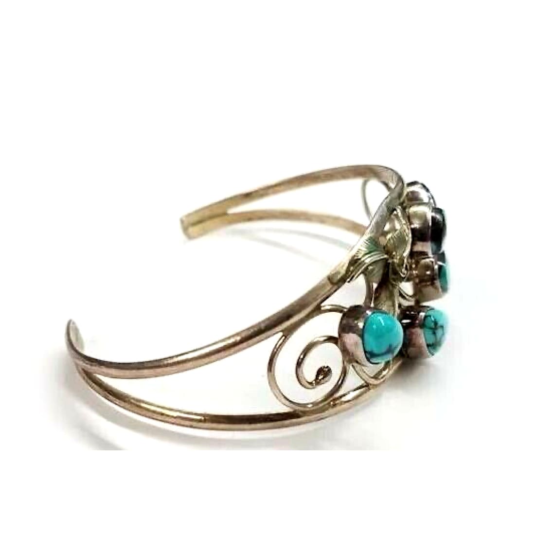 VTG Navajo Sterling Turquoise Cuff Bracelet Old Pawn Blossom