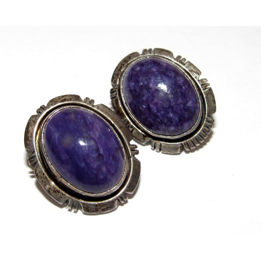 VTG Navajo Sugilite Clip On Earrings Sterling Silver Patrick