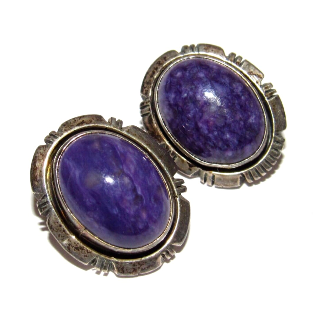 VTG Navajo Sugilite Clip On Earrings Sterling Silver Patrick