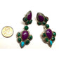 VTG Navajo Sugilite Cluster Dangle Earrings Turquoise 