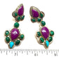 VTG Navajo Sugilite Cluster Dangle Earrings Turquoise 