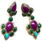 VTG Navajo Sugilite Cluster Dangle Earrings Turquoise 