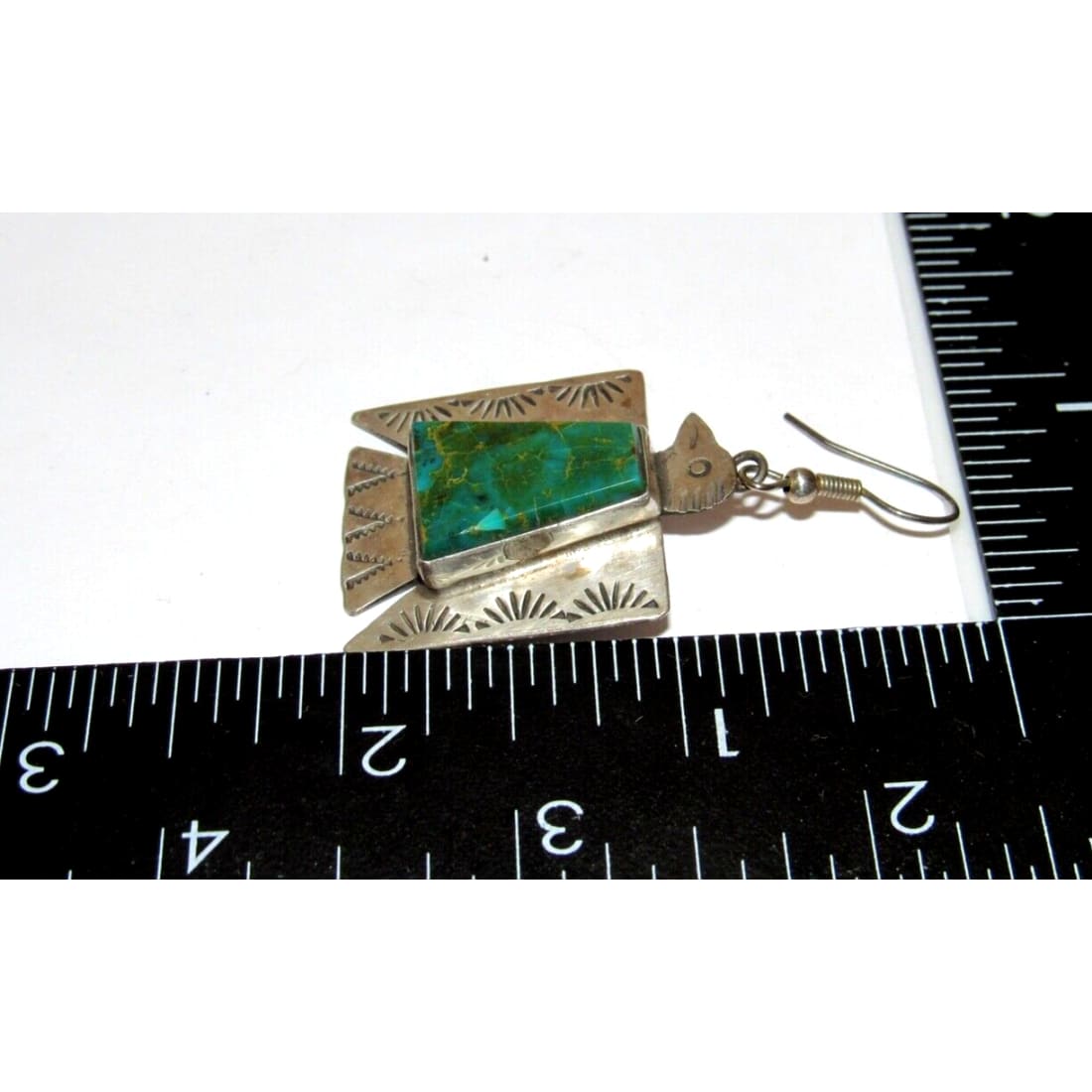 VTG Navajo Thunderbird Dangle Earrings Royston Turquoise 