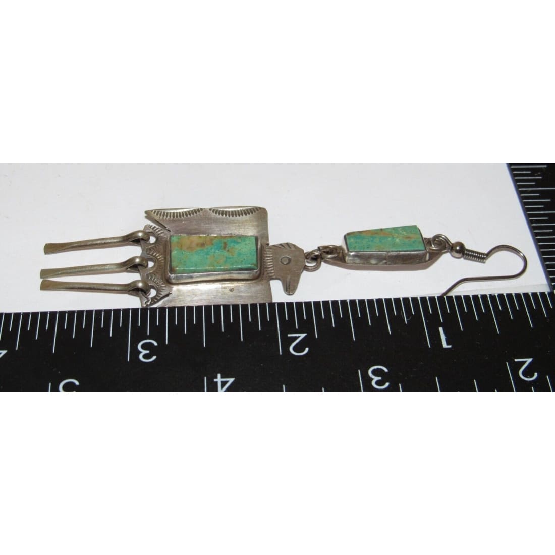 VTG Navajo Thunderbird Dangle Earrings Royston Turquoise