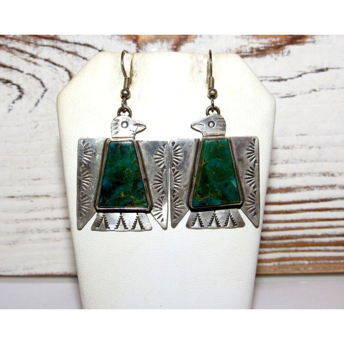 VTG Navajo Thunderbird Dangle Earrings Royston Turquoise 
