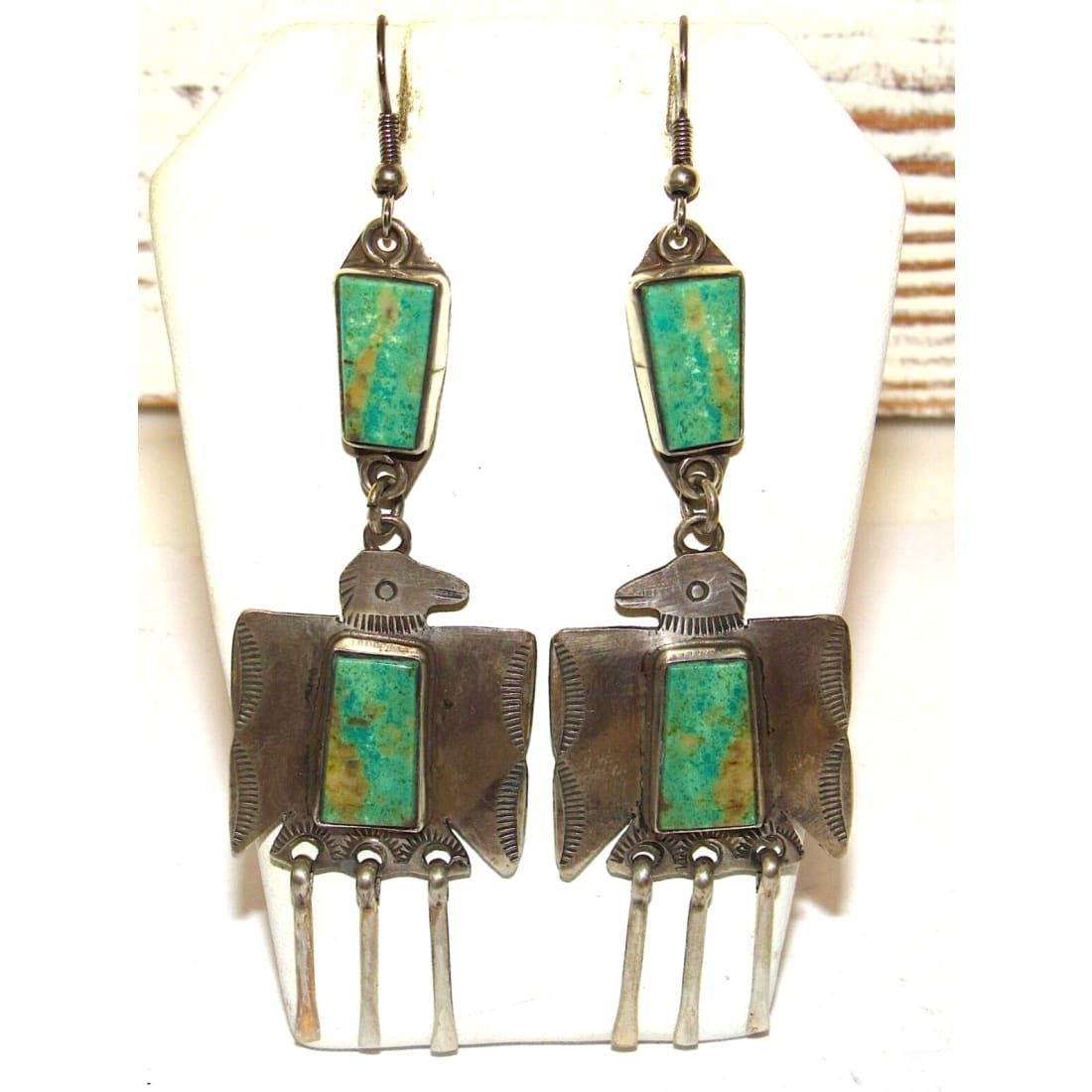 VTG Navajo Thunderbird Dangle Earrings Royston Turquoise