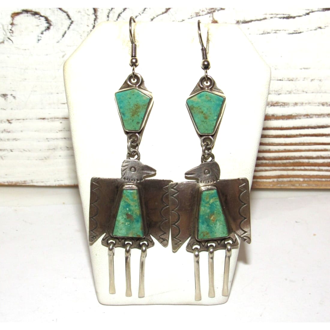 VTG Navajo Thunderbird Dangle Earrings Royston Turquoise
