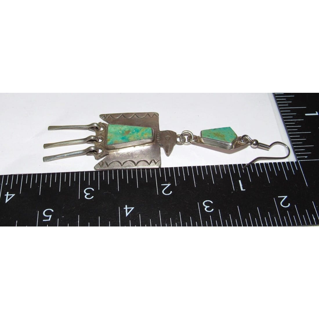 VTG Navajo Thunderbird Dangle Earrings Royston Turquoise