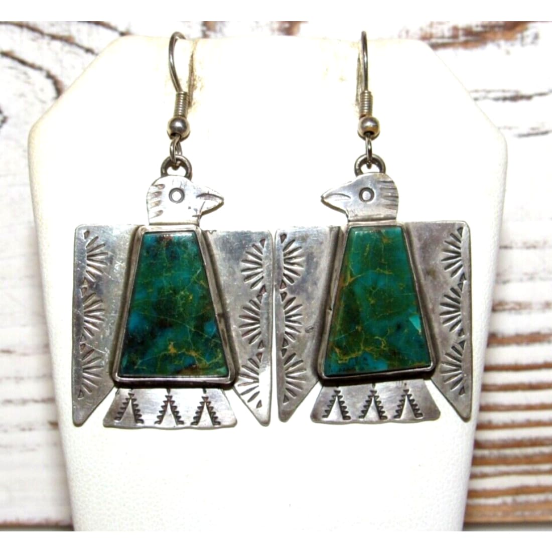 VTG Navajo Thunderbird Dangle Earrings Royston Turquoise 