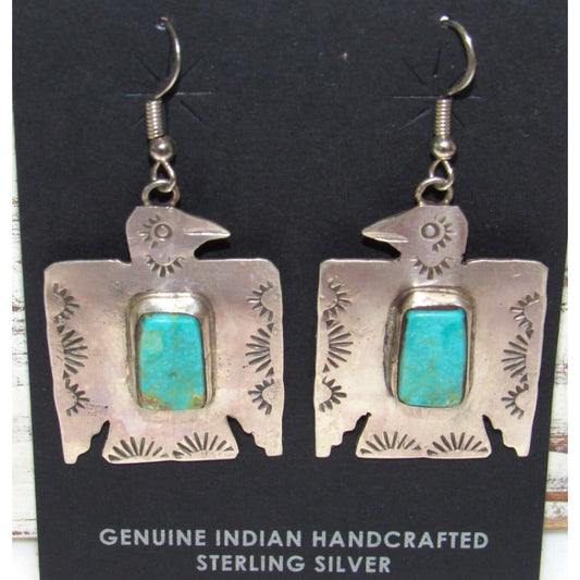 VTG Navajo Thunderbird Earrings Hand Stamped Sterling Silver
