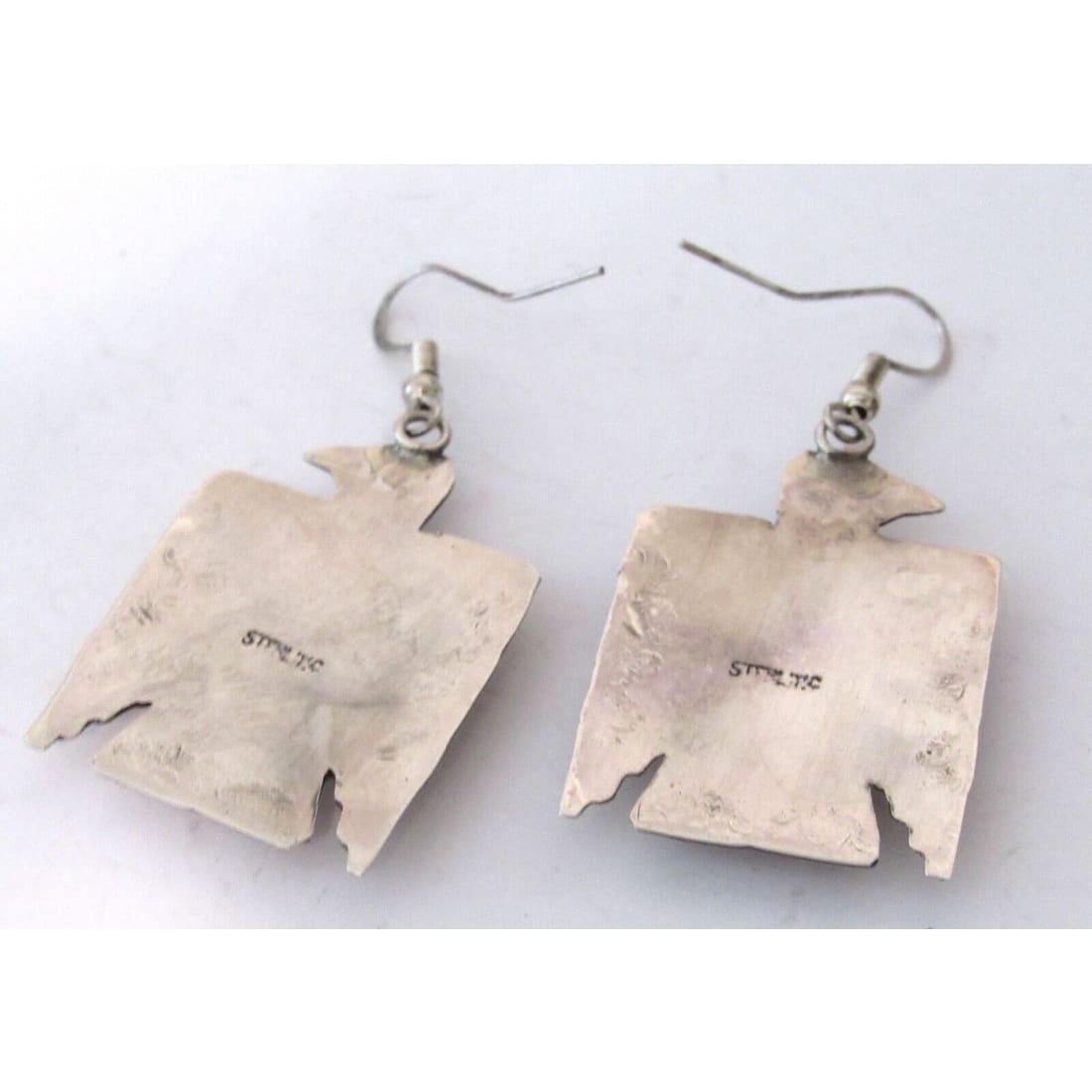 VTG Navajo Thunderbird Earrings Hand Stamped Sterling Silver