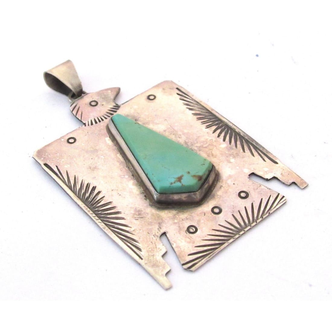 VTG Navajo Thunderbird Pendant Hand Stamped Sterling Silver