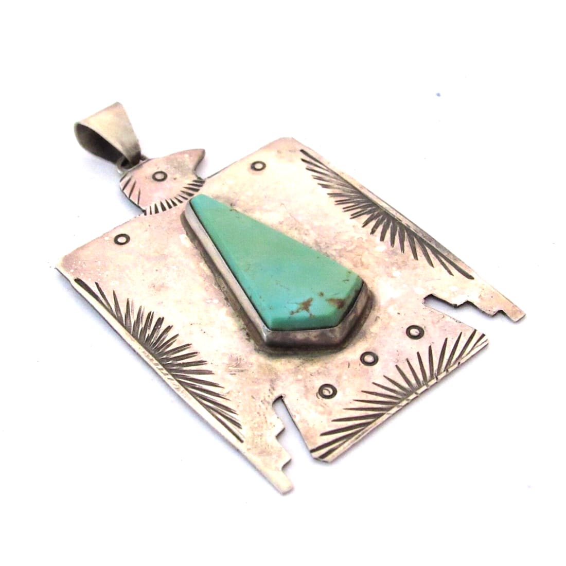 VTG Navajo Thunderbird Pendant Hand Stamped Sterling Silver