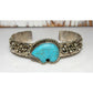 VTG Navajo Turquoise Bear Cuff Bracelet Sterling Silver 