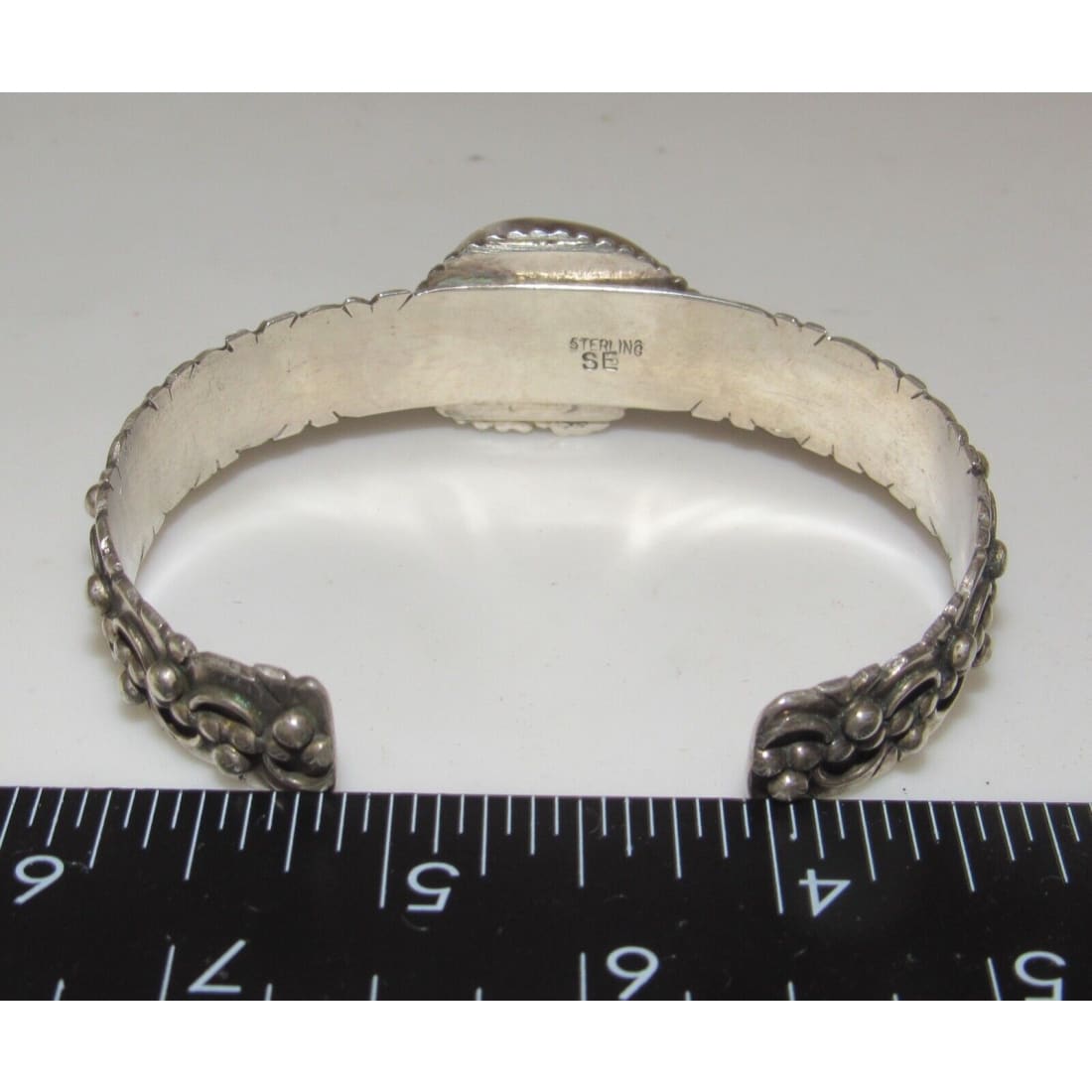 VTG Navajo Turquoise Bear Cuff Bracelet Sterling Silver 