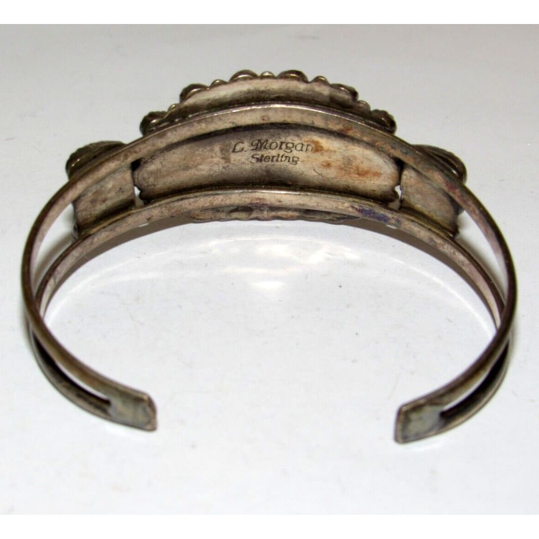 VTG Navajo Turquoise Cluster Cuff Bracelet Sterling Silver L