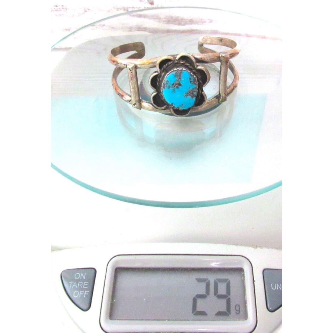 VTG Navajo Turquoise Cuff Bracelet Sterling Silver Old Pawn 