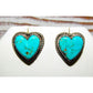 VTG Navajo Turquoise Heart Earrings Sterling Silver Posts 
