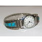 VTG Navajo Turquoise Inlay Adjustable Watch Sterling Silver 