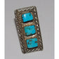 VTG Navajo Turquoise Ring Size 8 Sterling Silver 3 Stone 